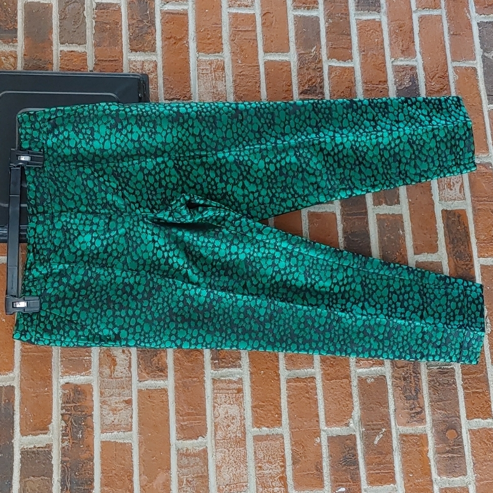 Asos Black and Green Print Ankle Pants Size 8